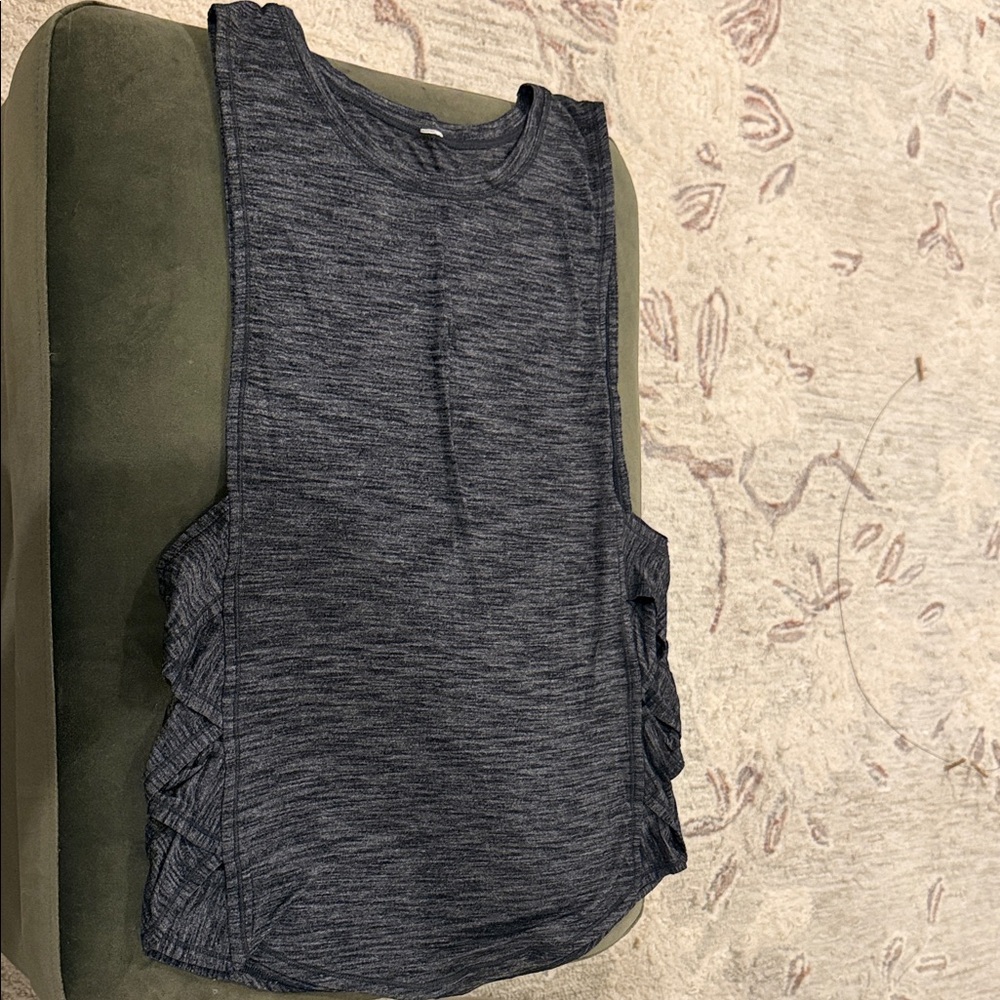 Sleeveless heather gray Lululemon tank top with side details
